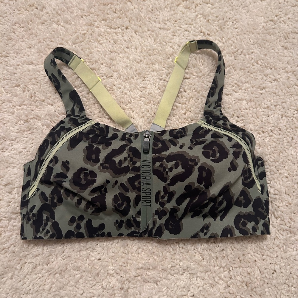 Victoria's Secret Sport Leopard Print Bra - Green and Black